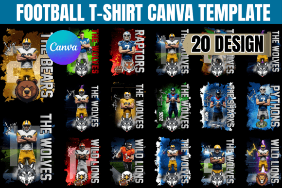 20 Football T-Shirt Canva Templates for Game Day