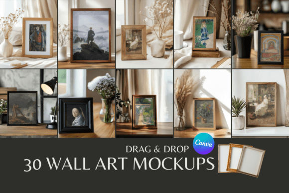 30 Wall Art Mockups - Canva Templates: Your Go-To for Art Sales