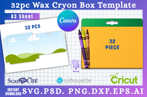 32pc Wax Cryon Box SVG & Canva Templates: Your Blueprint for Bespoke Packaging