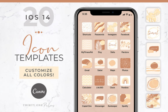 IOS 14 Icon Canva Templates | Desert Aesthetic