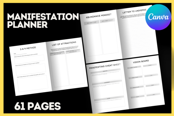 Manifestation Planner Canva Templates for Your Goals