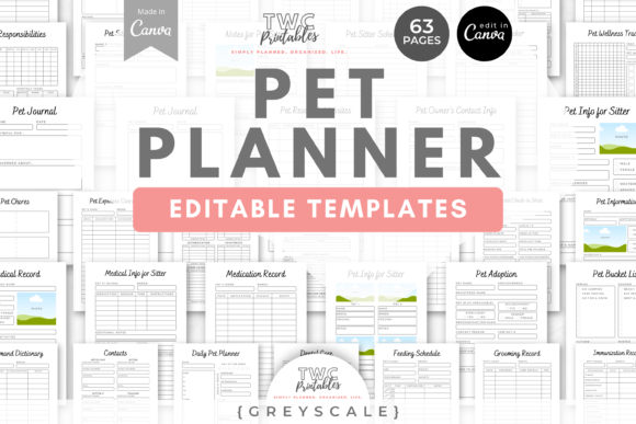 Master Pet Organization with Pet Planner Canva Templates | GREYSCALE