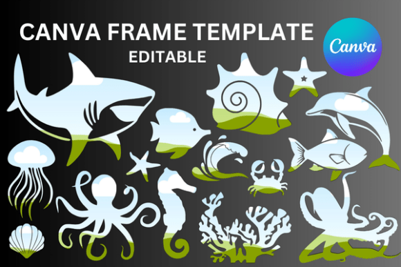 Ocean Animals Canva Frame Templates: Instant Coastal Vibe