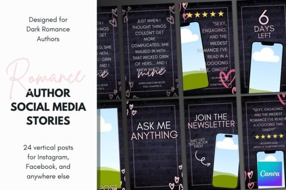Streamline Your Social Media with Canva Romance Author Story Templates