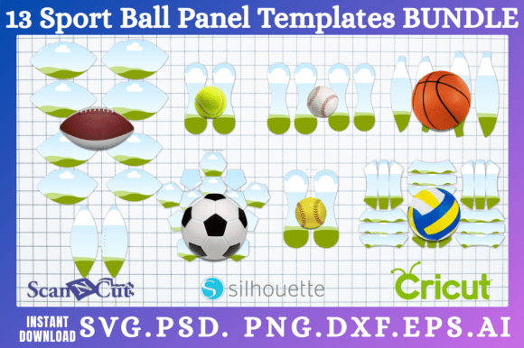 Unleash Your Creativity with 13pc Sport Ball Panel SVG Templates