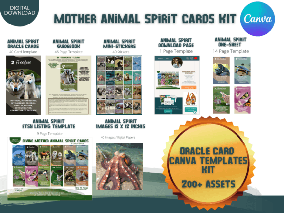 Unlocking Intuition: The Mom Animal Spirit Oracle Canva Kit